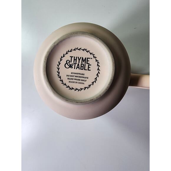 THYME & TABLE Peach Pink BUTTERFLY Oversized Handle Large Coffee Mug - Picture 8 of 8